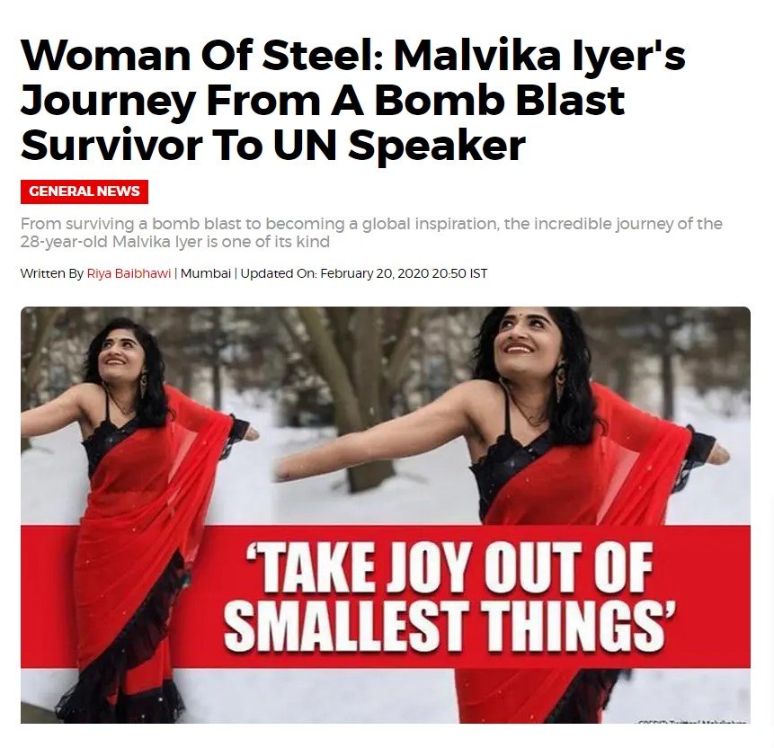 Woman of steel: Malvika Iyer's journey from a bomb blast survivor to UN speaker