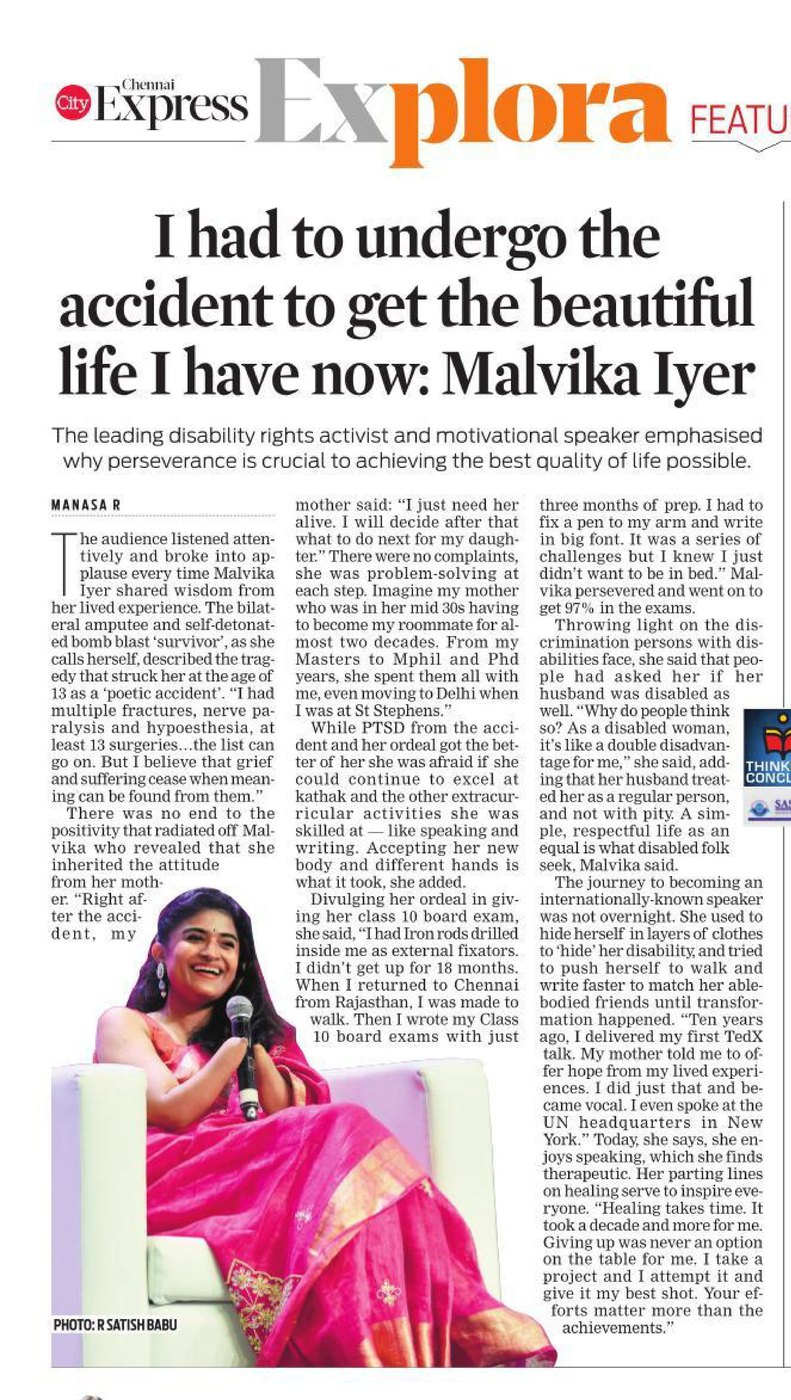 I had to undergo the accident to get the beautiful life I have now, says Malvika Iyer