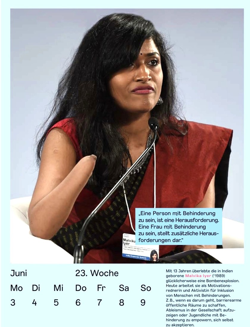 Missy Kalender 2024, Germany — Featured among inspiring women: 'Being a woman with a disability presents additional challenges.'